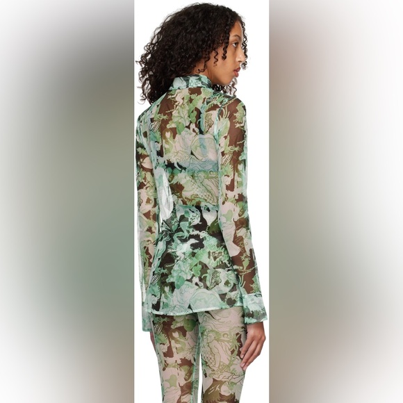 Marco Rambaldi Black & Green Second Skin Shirt in Green Collage top and pants - Picture 4 of 11